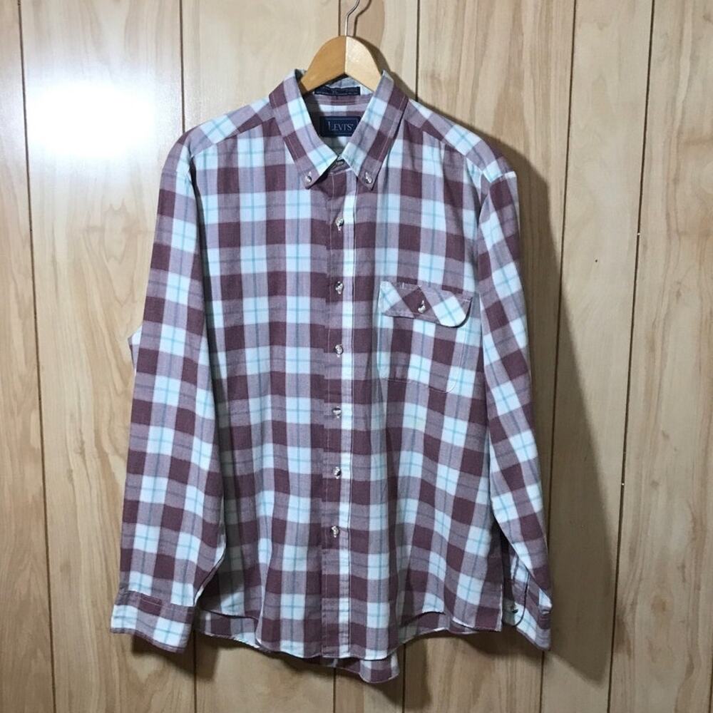 VTG 1980s Levis Plaid Button Down Shirt L Flannel Gorpcore Workwear XL
